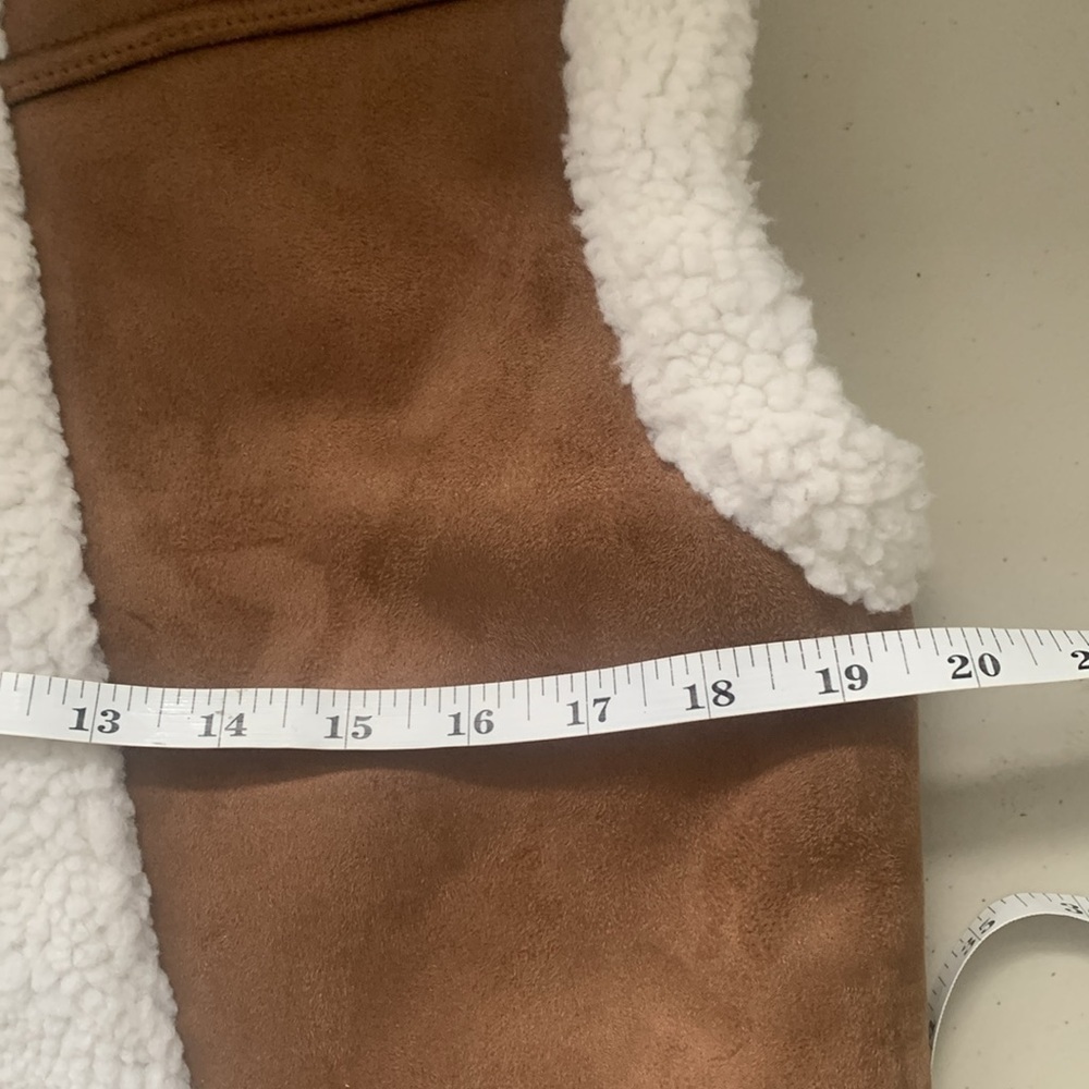 Brown and Cream Suede Shearling Suko Jeans Vest Woman S - Picture 5 of 6
